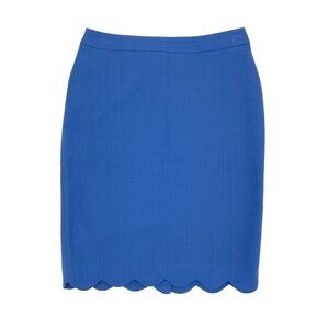 Talbots Blue Textured Lined Pencil Skirt Womens Size 4 Scalloped Hem Career